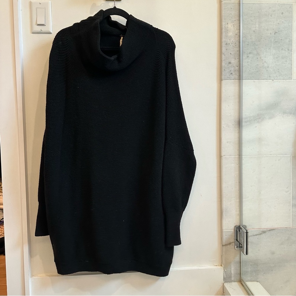 Free People Black Cowl Neck Sweater